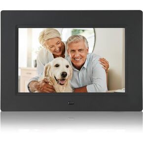 إطار صور رقمي بإطار صور إلكتروني مقاس 7 بوصات وشاشة IPS عريضة بدقة 1024 × 600 - وظيفة التقويم/الساعة، مشغل MP3/ صور/فيديو مع جهاز تحكم عن بعد، يدعم بطاقة SD وUSB in Kuwait