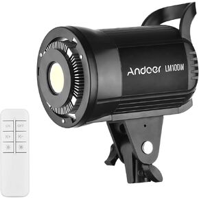 Andoer LM100W Portable LED Photography Fill Light 100W Studio Video Light 5600K Dimmable Bowens Mount Continuous Light with Remote Control for Product Portrait Wedding Photography Live Streaming