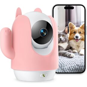 Pet Camera, 2K Indoor Security Camera, 360° Dog Camera with Phone App, Baby Monitor w/One-Touch Call, AI Motion Detection & Tracking, IR Night Vision, Cloud/SD Card Storage, 2.4GHz Wi-Fi, Blue