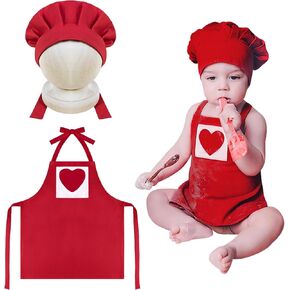 Baby Photography Prop Chef Hat Apron Newborn Photograph Prop Chef Photo Props Costume Adjustable Strap for Boys and Girls Infant Twins