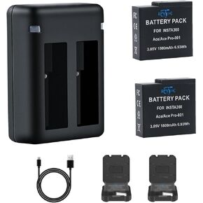 REYTRIC Upgraded 2-Pack Batteries for Insta360 Ace, Ace Pro Camera with 3-Channel USB Charger Compatible with Insta 360 Ace/Ace Pro Battery CINSBAJA