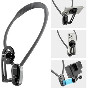 Sirui Magnetic Neck Mount for Phones, Neck Mount Holder POV Hand Free Necklace Mounting Vlog Acessories for iPhone, Android Phones and GoPro Hero 12 11 10 MAX, DJI, Insta360 Action Camera