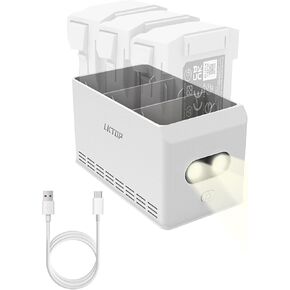 Mini 3 /Mini 4 Pro Battery Charger Hub, 37W Fast Charging Two-Way Hub with Storage LED Light Alarm Mode for DJI Mini 3, Mini 3 Pro, Mini 4 Pro Charging Hub