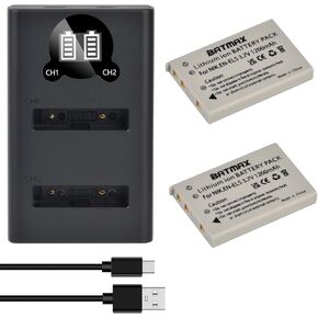 Batmax 2Pcs EN-EL5 Battery + Quick LED Charger for Nikon Coolpix P5000, P5100, P6000, S10 CoolPix 3700, 4200, 5200, 5900, 7900, P3, P4, P80, P90, P100, P500, P510, P520, P530 Cameras