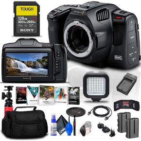 Blackmagic Design Pocket Cinema Camera 6K Pro (EF Mount) (CINECAMPOCHDEF06P) + 128GB Tough Card + Corel Photo Software + NPF550 Battery + Case + LED Light + Cleaning Set + HDMI Cable + More in Kuwait