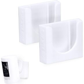 Corner Wall Mount for Stick Up Cam (2 Pack) Security Camera (Battery, Wired & Solar Versions) - Adhesive Holder, No Hassle Bracket, No Screws, No Mess Install (White) by Brainwavz