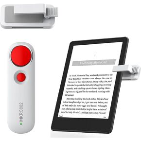 RF Remote Control Page Turner for Kindle iPad iPhone Android-Phone/Tablets Reading eBook Novels Comics, Camera Remote Shutter Selfie Controller, Built-in Flashlight, White+Red