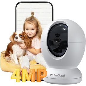 usogood 4MP Indoor Security Camera, 2.4G & 5G WiFi Pet/Dog/Baby Camera for Home Security, 360° AI Motion Detection and Tracking, 2-Way Talk, Night Vision, Detection Alarm, Remote Control-D45