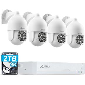 ANRAN 8MP PoE Security Camera System, 4K Outdoor/Indoor CCTV Cameras with 8CH NVR for Home Surveillance System, Wired PTZ Cam Kit w/Motion Sensor, Auto Tracking, Color Night Vision, 24/7 Record