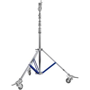 Flashpoint 13.3' High Cine Stand Pro with Combo Head, Silver, Bundle with 3X Wheels