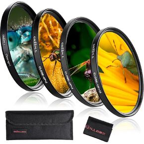 37mm Close-up Filter Set(+1,+2,+4,+10), Professional Macro Filter with Filter Pouch for Camera Lens