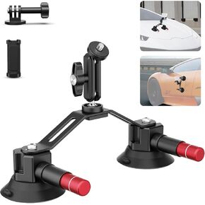 Neewer Dual Suction Cup Car Mount Kit with 360° Ball Head Magic Arm, Quick Release Air Pump Vacuum Camera Mount with Phone Holder & Action Camera Adapter Compatible with Insta360 DJI OSMO, CA066