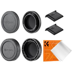 K&F Concept M4/3 Mount Rear Lens Cap & Body Cap Cover Kit, Micro Four Thirds MFT M4/3 M43 Cap for Olympus E-M1X E-M1 II E-M5 III E-M10 IV E-PL9 E-PL8 E-P7, for Panasonic GH5 GH5 II G9 G95 G9L G85 GX9