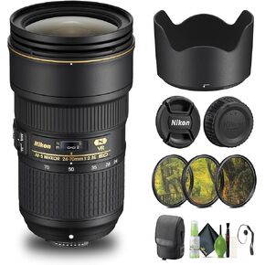 Nikon AF-S NIKKOR 24-70mm f/2.8G ED Lens (2164) + Filter Kit + Cap Keeper + Cleaning Kit (Renewed)