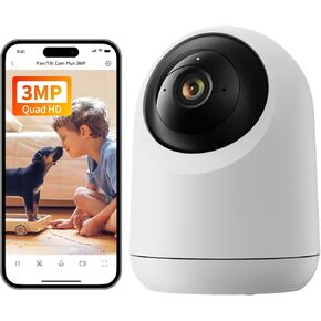 SwitchBot Security Indoor Camera 2K - Pan/Tilt Cam 3MP for Baby Pet Monitor, 2.4G Wi-Fi Plug-in, Night Vision, 2 Way Audio, 360 Motion Tracking, Privacy Mode, Works with Alexa, Cloud & SD Storage 256G