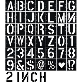 8 Inch Letter Stencils 42 Pcs ReusableTemplates Symbol Numbers Interlocking Stencil Kit Plastic Number Stencils for Wood,Wall,Paper,Fabric,Glass,Signage,DIY Art Projects