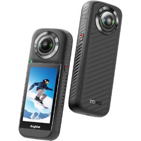 TOZO AnyVue 3.0" Touchscreen 360 Action Camera with 1/2" 4800W CMOS, 5.7K 360 Video, 12K 360 Photo, Intelligent Tracking Action Camera with Smart Editing App, Built-in GPS, 4K live Streaming