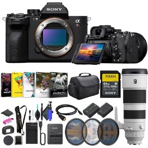 Sony a7R V Mirrorless Camera ILCE7RM5/B, Sony FE 200-600mm Lens SEL200600G, 64GB Memory Card, Filter Kit, Corel Photo Software, Bag, NP-FZ100 Compatible Battery, External Charger, and More