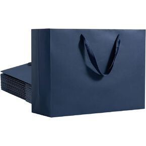 Umoonfine Black Gift Bags with Handles,12 Pack, 10.6x3.1x8.6 inches Black Shopping BagsReusable Kraft Paper Bags Bulk for Shopping, Wedding, Party, Gift, Retail, Merchandise Business