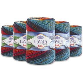 LaVita Yarn Batik Hand Knitting Yarn, 5-Pieces Pack, 100% Acrylic Yarn, 1 Ball 100 gr, 170 mt (DG14)