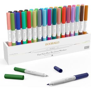 DOOHALO Dual Tip Fine Point Pens for Cricut Maker 3/Maker/Explore 3/Air 2 Markers Pens with 0.4/1.0 Tip 36 Packs per Set for Writing Drawing Coloring Art Craft Tool Accessories