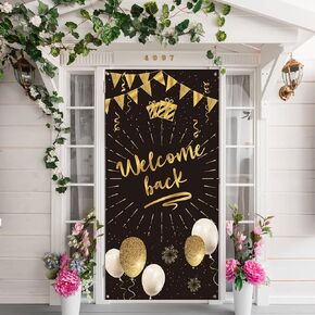 Welcome Back Door Banner Decoration, Homecoing Returning Party Large Door Cover Decor, Back Home, Retirement Party Photo Booth Backdrop Background Supplies
