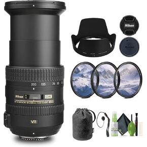 Nikon AF-S DX NIKKOR 18-200mm f/3.5-5.6G ED VR II Lens (2192) + Filter Kit + Cap Keeper + Cleaning Kit (Renewed)