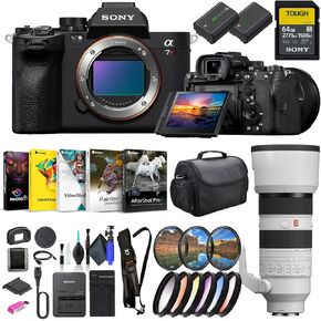 Sony a7R V Mirrorless Camera ILCE7RM5/B, Sony FE 70-200mm Lens SEL70200GM2, 64GB Memory Card, Filter Kit, Color Filter Kit, Corel Photo Software, Bag, NP-FZ100 Compatible Battery, and More