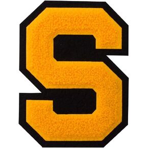 K - White on Black - 4 1/2 Inch Heat Seal/Sew On Chenille Varsity Letter