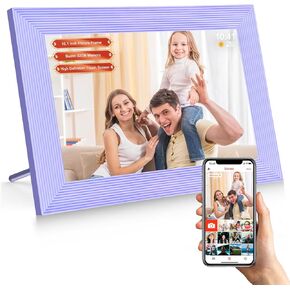 FRAMEO 10.1 Inch Smart WiFi Digital Photo Frame 1280x800 IPS LCD Touch Screen, Auto-Rotate Portrait and Landscape, Built in 32GB Memory, Digital Picture Frames Load from Phone-Blue
