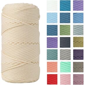 Polyester Cord 4mm 160 Yards Braided Macrame Cord, Elastic Yarn for Crocheting, Polyester Rope for DIY Hand Craft Bag Basket Cushion Home Decorations Projects in Kuwait
