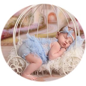 Zeroest Newborn Baby Girl Photography Props Stretch Romper with Lace Trim & Headband,Newborn Outfit for Photoshot in Kuwait