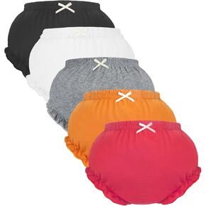 5 Pack Ruffle Diaper Cover - Baby Bloomers, Cute Cotton Baby Girl Shorts,Briefs- Panties for Toddler Girls