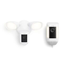 Ring Floodlight Cam Pro with Ring Spotlight Cam Pro, Plug-In White