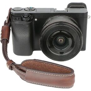 حزام جلدي للمعصم للكاميرا لكاميرات DSLR بدون مرآة - قهوة in Kuwait