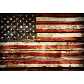 Laeacco 5x3ft Vintage American Flag Backdrop Rustic Wooden Board Happy Independence Day Photography Background for Patriotic Memorial National Day Decoration Veterans Party Banner Photo Booth Props