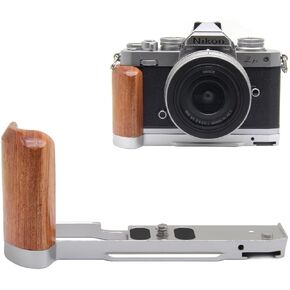 Wooden Handgrip L-Shape Grip for Nikon Zfc Camera, Side Handle with 1/4'' Screw Hole & Cold Shoe, L Bracket Plate with Arca-Swiss Camera Plate L-Shape Hand Grip for Nikon Z fc Camera Handgrip