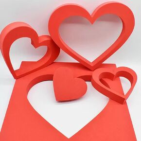 5PCS Red Heart Photo Props Set, Hard Foam Photography Background Props for Goods, Crafts, Lipstick, Jewelry, Cosmetics, Makeup Tools, Food