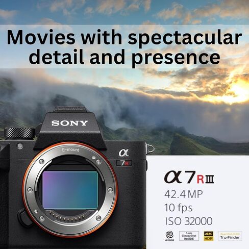 Sony Alpha a7R III A Full-frame Interchangeable Mirrorless Digital Camera Body (Black) - High-Performance 4K Video with 17-50mm F/4 Di III, Editing Software, 128GB SD Card, and Accessories (7 Items) in Saudi Arabia
