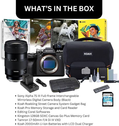 Sony Alpha 7S III Full-frame Interchangeable Mirrorless Digital Camera Body (Black) - High-Performance 4K Video Bundle with 17-50mm, Editing Software, 128GB SD Card, and Accessories (7 Items) in Saudi Arabia