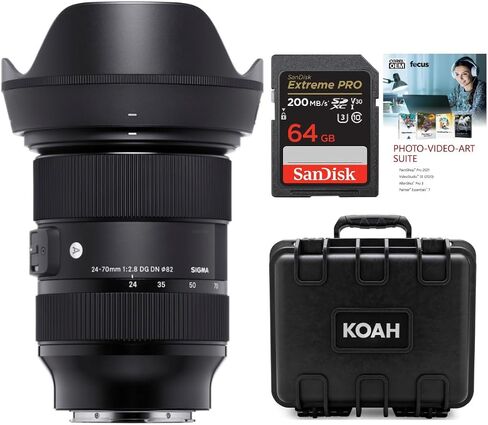 Sigma 24-70mm f/2.8 DG DN Art Zoom Full Frame L-Mount Lens Bundle with 64GB SD Card, Hard Case and Photo Video Art Suite (4 Items) in Saudi Arabia