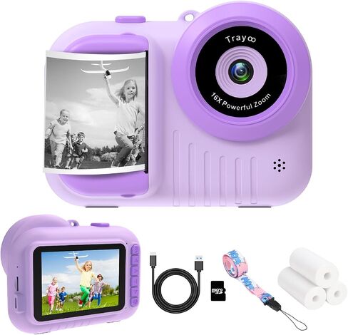 Kids Camera Instant Print, 3.5 Inch Screen Kids Digital Camera Instant, Christmas Birthday Gifts for Girls Age 3-12, Portable Toddler Camera Toy Gifts for 3 4 5 6 7 8 9 10 Year Old Girls Boys (Purple) in Saudi Arabia