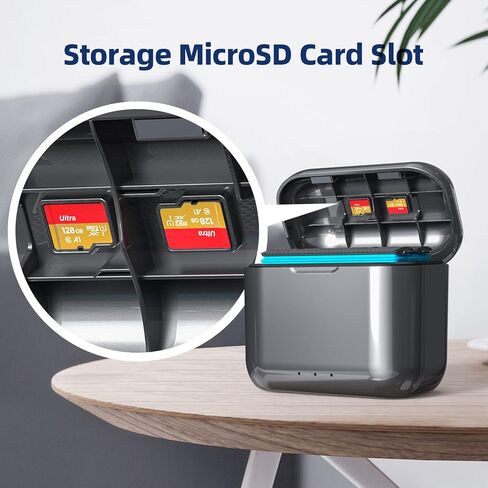 Upgraded Waterproof 2 Packs 360 X3 Batteries with 7000mAh Charging Compartment Battery Charger Box Fast Charge Hub Dual Battery Accessories Charging Station（Gray） in Saudi Arabia