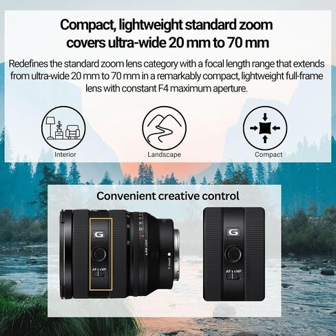 Sony FE 20-70mm F4 G Compact Zoom Lens - Professional Photography Gear with Fast Autofocus - Full-frame E-Mount Bundle with 64GB Memory Card, Editing Software, Camera Case, and Accessories (5 Items) in Saudi Arabia