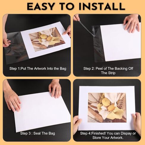 Phiocxem 100 Pack Acid-Free Crystal Clear Sleeves Storage Bags for 12x12 Art Prints/Framing Mat Mattes/Photos/Pictures,OPP Sleeves Storage Bags(Bag Size: 12 2/5"/31.5cmX 12 3/5"/32cm) in Saudi Arabia