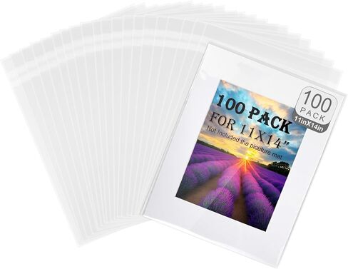 Phiocxem 100 Pack Acid-Free Crystal Clear Sleeves Storage Bags for 12x12 Art Prints/Framing Mat Mattes/Photos/Pictures,OPP Sleeves Storage Bags(Bag Size: 12 2/5"/31.5cmX 12 3/5"/32cm) in Saudi Arabia