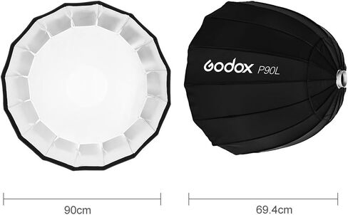 Godox P90L 90cm Portable Deep Parabolic Softbox Bowens Mount Compatible for Studio Flash SK400II SK400 SK300II DP600II DP400II DE300 DE400 and Outdoor Flash AD600 AD600BM in Saudi Arabia