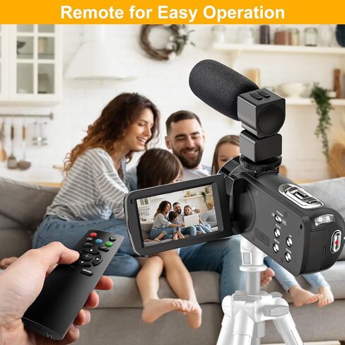 كاميرا فيديو UHD 2.7K 30FPS 36MP IR Night Version Vlogging Camera Recorder 3.0 بوصة تعمل باللمس 16X كاميرا تكبير رقمية مع ميكروفون، مثبت يدوي، غطاء عدسة، جهاز تحكم عن بعد، بطاريتان in Kuwait