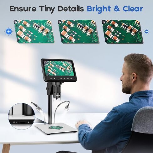 BEBANG 7 "مجهر العملات الرقمية 1200x للبالغين، مجهر لحام إلكتروني 12 ميجابكسل مع شاشة لإصلاح إلكترونيات لحام العملات المعدنية in Kuwait