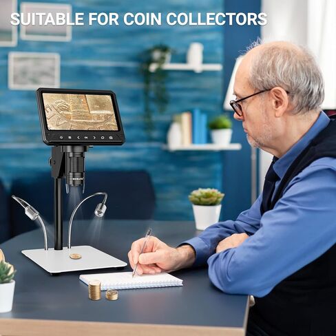BEBANG 7 "مجهر العملات الرقمية 1200x للبالغين، مجهر لحام إلكتروني 12 ميجابكسل مع شاشة لإصلاح إلكترونيات لحام العملات المعدنية in Kuwait